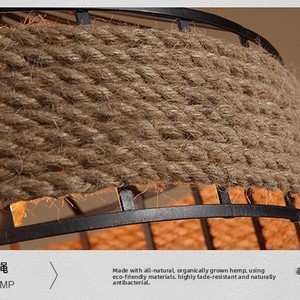 Lustre LED <span class=keywords><strong>noir</strong></span> en <span class=keywords><strong>fer</strong></span> <span class=keywords><strong>forgé</strong></span> et corde de chanvre, style industriel rétro américain, 220V, pour restaurant, bar ou boutique - Product Image 4