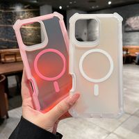 Coque de téléphone magnétique sans fil de luxe avec effet laser dégradé Aurora pour iPhone 17 Air 16 Pro Max 15 14 Plus 13, protection antichoc