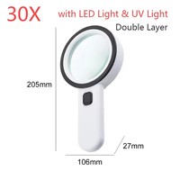 Loupe avec lumière, grande loupe à main 30X loupe éclairée à 12 LED pour la lecture des personnes âgées, soudure