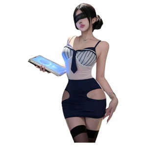 Lencería de secretaria a rayas audaz y detallada, falda lápiz ajustada estilo metropolitano con abertura trasera, uniforme para <span class=keywords><strong>mujer</strong></span> - Product Image 1