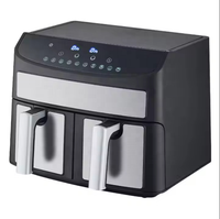 Friteuse à Air Chaude Double de 9L à Écran Tactile pour Maison, Four Friteuse Électrique Intelligente avec 2 Paniers Indépendants