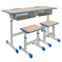 Bureaux d'étude réglables personnalisés pour écoles, bureaux doubles monochromes, chaises, bureaux pour étudiants, salles de formation, bureaux pour enfants, vente en gros