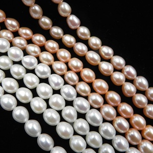 7-8MM blanco culto arroz perla natural de agua dulce verdadera perla cuentas - Product Image 1