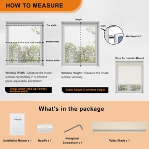 Stores enrouleurs sans perçage ni outils Persilux, en tissu de <span class=keywords><strong>lin</strong></span>, sans fil, stores sur mesure pour la maison, chambre à coucher/salon, <span class=keywords><strong>beige</strong></span>, 22 pouces de largeur x 72 pouces de hauteur - Product Image 6
