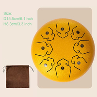 6-Inch Single Layer Steel Tongue Drum with Cowhide Heads for Kids Musical Instrument