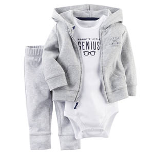 Vêtements pour enfants en gros : Ensemble 3 pièces en coton à capuche et manches longues pour garçons et filles (veste, barboteuse, pantalon) – Tenues pour bébés - Product Image 2