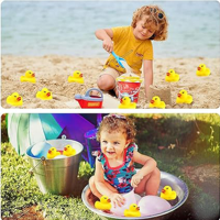 Canards en vinyle d'été personnalisables avec logo, jouets de bain amusants qui font des sons, pour fêtes d'anniversaire sur le thème de la plage