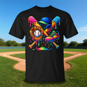 Camiseta juvenil de béisbol con diseño de bate, tacos, guante y helado - Product Image 3