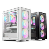 Casing Komputer Gaming Desktop ABKO G25 BK ATX Mid Tower Desain Vertikal 6 Kipas RGB USB 3.0 Catu Daya Terpasang Mesh Baja