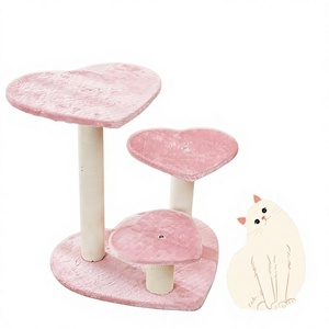 Tiragraffi per Gatti Modello KT-0055 Stile Semplice Rosa a <span class=keywords><strong>Cuore</strong></span> Piattaforma Multilivello in Peluche per Tutte le Stagioni - Product Image 1