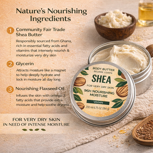 Beurre corporel végétalien au karité pour peaux très sèches, crème hydratante en profondeur 96H, étiquette privée disponible - Product Image 3