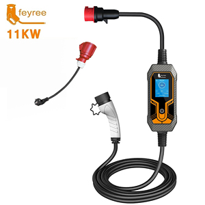feyree <b>Type</b> <b>2</b> <b>EV</b> Car Charger 11kW 16A Adjust Current with Screen Display 380V Portable Charger <b>EV</b> <b>Charging</b> Station with Adapter - Product Image 1