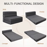 Lit d'invité convertible triple de taille Queen canapé pliant canapé en mousse à mémoire de forme 2 oreillers chaise-lit en tissu élégant pour hôtels villas