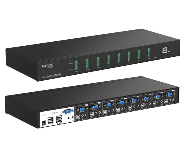 8 Port Smart Hotkey USB VGA KVM Switch with Audio, MT-VIKI Rackmount Video KVM Switcher VGA 8 in 1 Out