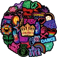 Pegatinas de Vinilo Adhesivas Personalizadas con Graffiti, Plateadas, Neón, Creativas, Impresas con UV, Reflectantes, Impermeables, para Pasta de Dientes y Champú