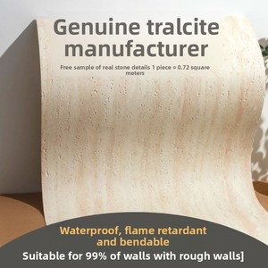 Grande dalle de pierre extérieure et intérieure en <span class=keywords><strong>travertin</strong></span> jaune, design imprimé en 3D, souple, imperméable, résistant à l'humidité et au feu - Product Image 2