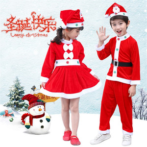Disfraces navideños para niños y niñas, trajes de Papá Noel, traje rojo para actuaciones, ropa navideña para niños - Product Image 1