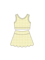 Ensemble 2 pièces vintage DH ODM pour filles, style preppy, haut court sans manches et jupe à volants, idéal pour les fêtes d'été