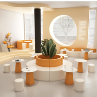 Livraison rapide, ensemble de canapés de bureau en cuir PU bicolore beige orange pour appartement, bureau à domicile, école, espaces publics
