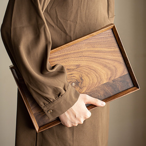 Bandeja de Té de Madera de Nogal Estilo Chino, Rectangular, de Madera Maciza, Soporte de Almacenamiento para Set de Té Kung Fu, Accesorio para Té de la Tarde - Product Image 3