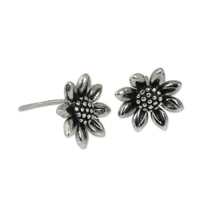 Pendientes de Girasol Vintage, Estilo Plata Antigua, Joyería de Moda para Mujer, Uso Diario, Regalo Chic - Product Image 5