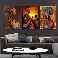 Poster Kanvas Seni Modern Potret Wanita Afrika Kulit Hitam Cetakan Seni Dinding Dekorasi Rumah Ruang Tamu