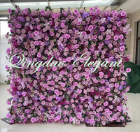EG--WD170 Rideau mural en tissu enroulable pour fête prénuptiale, couleur violet 5D, toile de fond florale, mur de fleurs, mur de roses violettes