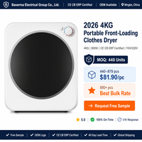 Séchoir à tambour portable à chargement frontal blanc 2026 pour vêtements CE CB 	 Économie d'énergie 2,5 kg