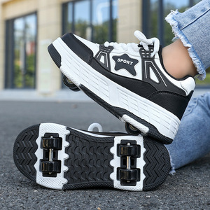 Zapatillas Chunky de Plataforma para Mujer, Blancas y Negras con Logo de Estrella, con Cordones, Punta Redonda, de Cuero PU, Suela de Goma, con Aumento de Altura - Product Image 3