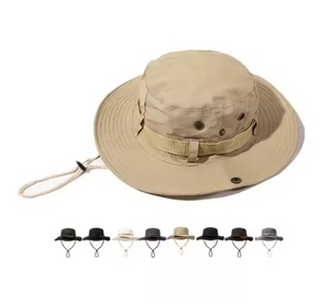 หมวกตกปลาปีกกว้างพร้อมสายป้องกันหมวกซาฟารีหมวกล่าสัตว์กลางแจ้งแฟชั่น - Product Image 6