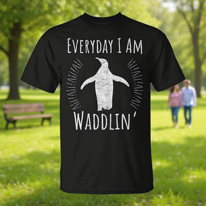 Camiseta con estampado de pingüino para anuncio de embarazo, color negro, unisex, talla para adultos S M L XL XXL - Product Image 3