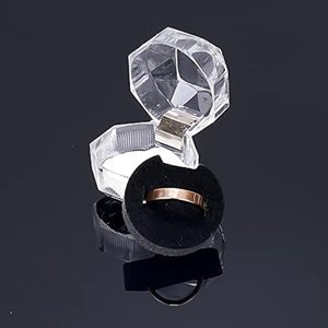 Cajas de anillos de cristal de plástico acrílico transparente de alta calidad, cajas de pendientes de forma redonda, joyero de embalaje - Product Image 1