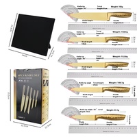 Ensemble de couteaux de cuisine personnalisés 6 pièces plaqué titane or ensemble d'outils marteau magnétique siège ensemble de couteaux couteaux vente en gros