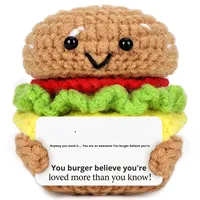 Jouet en crochet fait main, hamburger mignon en fil, amigurumi, poupée en peluche alimentaire, décoration de table de cuisine, objets décoratifs