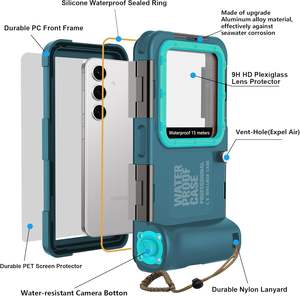 Étui étanche universel <span class=keywords><strong>pour</strong></span> téléphone portable de plongée sous-marine et de snorkeling, motif animal, protection 360°, bouton de volume droit - Product Image 6