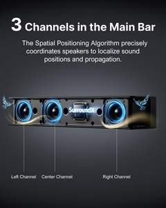 Vrai 360 °   Système de barre de son intelligente <span class=keywords><strong>Dolby</strong></span> Atmos Surround : Ultimea 7.1 canaux 460 W |   Caisson de basses sans fil de 6,5 pouces, 4 haut-parleurs, EARC <span class=keywords><strong>HD</strong></span> - Product Image 3