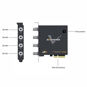 Avmatrix VC41 Pci-e Computer Capture Card 4 Channel 3G HD SDI PCIE Video Capture Card Use In OBS XSplit Live Streaming Platform