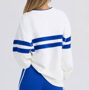Custom Logo Women's Oversize Crew Neck <strong>Jumper</strong> Ladies Color Block Two-Tone Stripe Long Sleeve Top Loose Fit <strong>Boyfriend</strong> Sweatshirt - Product Image 6