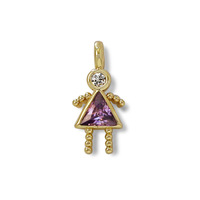 Pendentif Fille 12 Pierres de Naissance en Laiton, Forme Fille Mignonne avec Breloque Zircon Pierre de Naissance pour Fabrication de Bijoux DIY (Bracelets, Colliers)