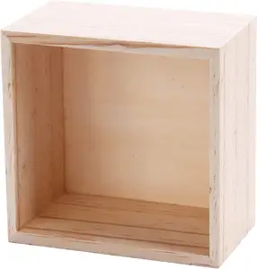Boîte de rangement carrée en bois OEM, meilleure vente, caisse d'organisation en bois sans dessus