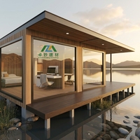 Maison préfabriquée contemporaine en acier et bois à montage facile avec énergie solaire, conception étanche, pour jardin arrière, usage hôtelier de luxe