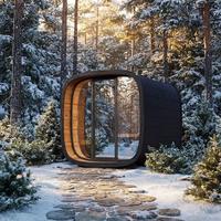 Cabine de sauna infrarouge extérieure haut de gamme avec panneaux chauffants infrarouges lointains, construction en bois de pruche, conception personnalisable pour salle de spa sèche