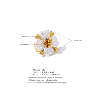 Jinyou 1822 thiết kế mới mô phỏng Baroque ngọc trai hình trái tim Vòng mạ vàng thép không gỉ mở Chunky Vòng - Product Image 6