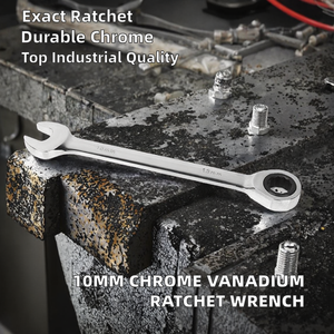 <b>10mm</b> Metric Industrial Grade Ratchet <b>Spanner</b> Set with Chrome Vanadium Combination Wrench - Product Image 2