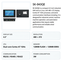 Pantalla Táctil HMI Samkoon SK-043QE de 4.3 Pulgadas, Panel de Control de Automatización Industrial de 24V CC para PLC Delta