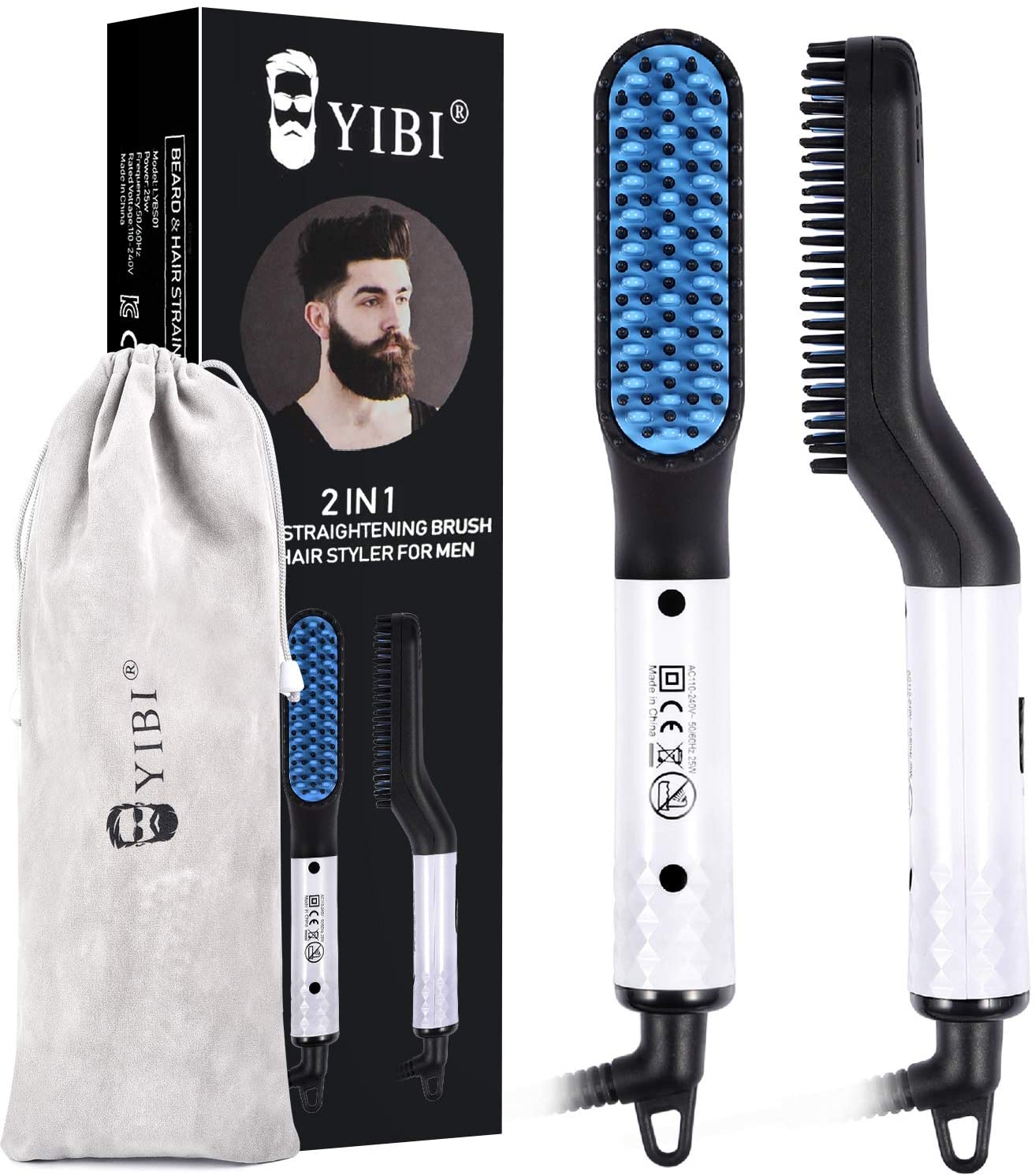 Men's beard straightener, ion fast heating straightener, electric men's beard comb straightener