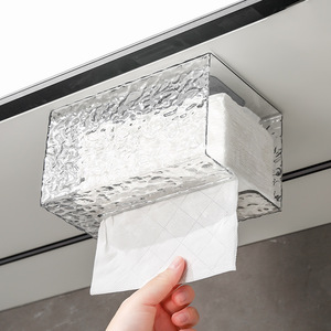 Wall Mounted Tissue Box Transparent White Multi Function For Bathroom <b>Kitchen</b> <b>Storage</b> - Product Image 2