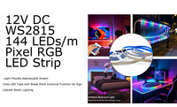 Bande lumineuse LED RGB adressable à pixels pleine couleur DC12V WS2815 5050 RGBIC, éclairage à pixels individuels 2815ic 144D