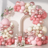 Kit d'arche de ballons rose poudré et or rose avec ballons confettis, décorations de fête rose blush pour baby shower, anniversaire, fête prénuptiale