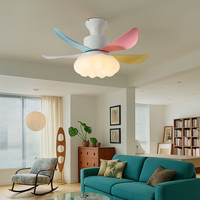 Ventilateur de plafond LED moderne européen 32 pouces en noyer, 6 vitesses, moteur DC 220V, 5 pales, corps en fer, télécommande pour usage domestique, salon